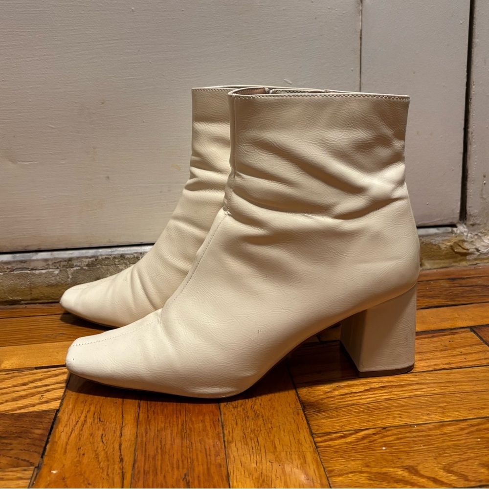 White Patent Ankle Booties